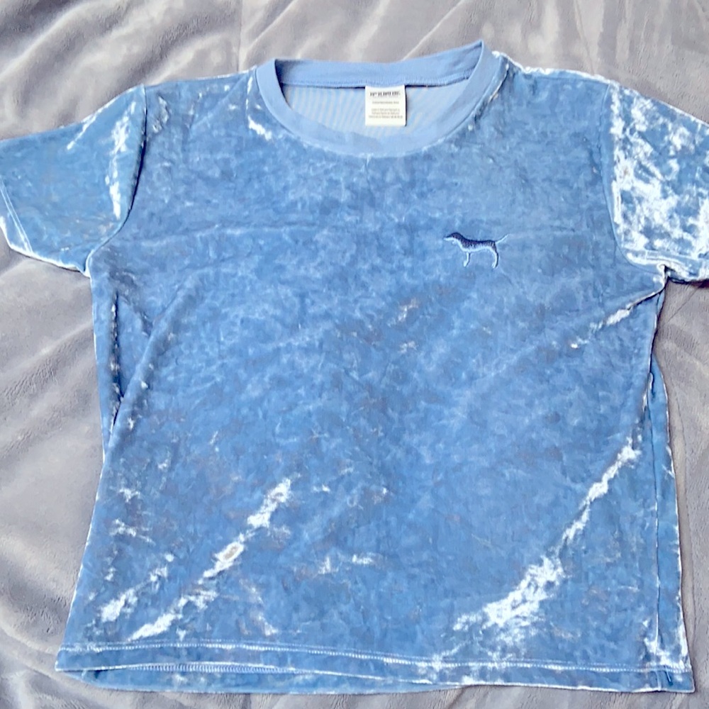 PINK Light Blue Velvet Shirt